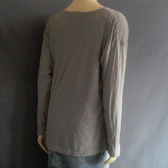 Eskandar Gray Pima Cotton Knit Long Sleeve Tee Top One Size - Picture 5 of 7